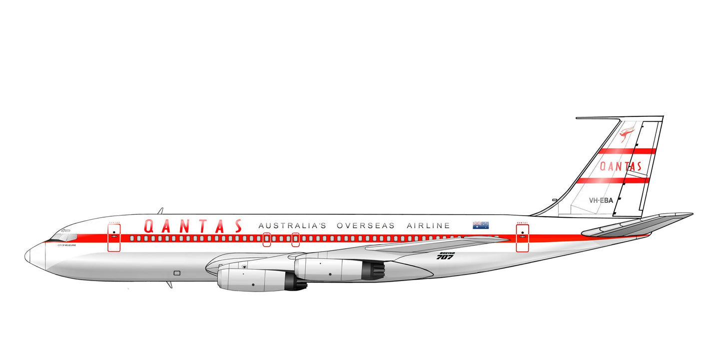 QANTAS Boeing 707-138 VH-EBA Original livery PVC side profile cutout.