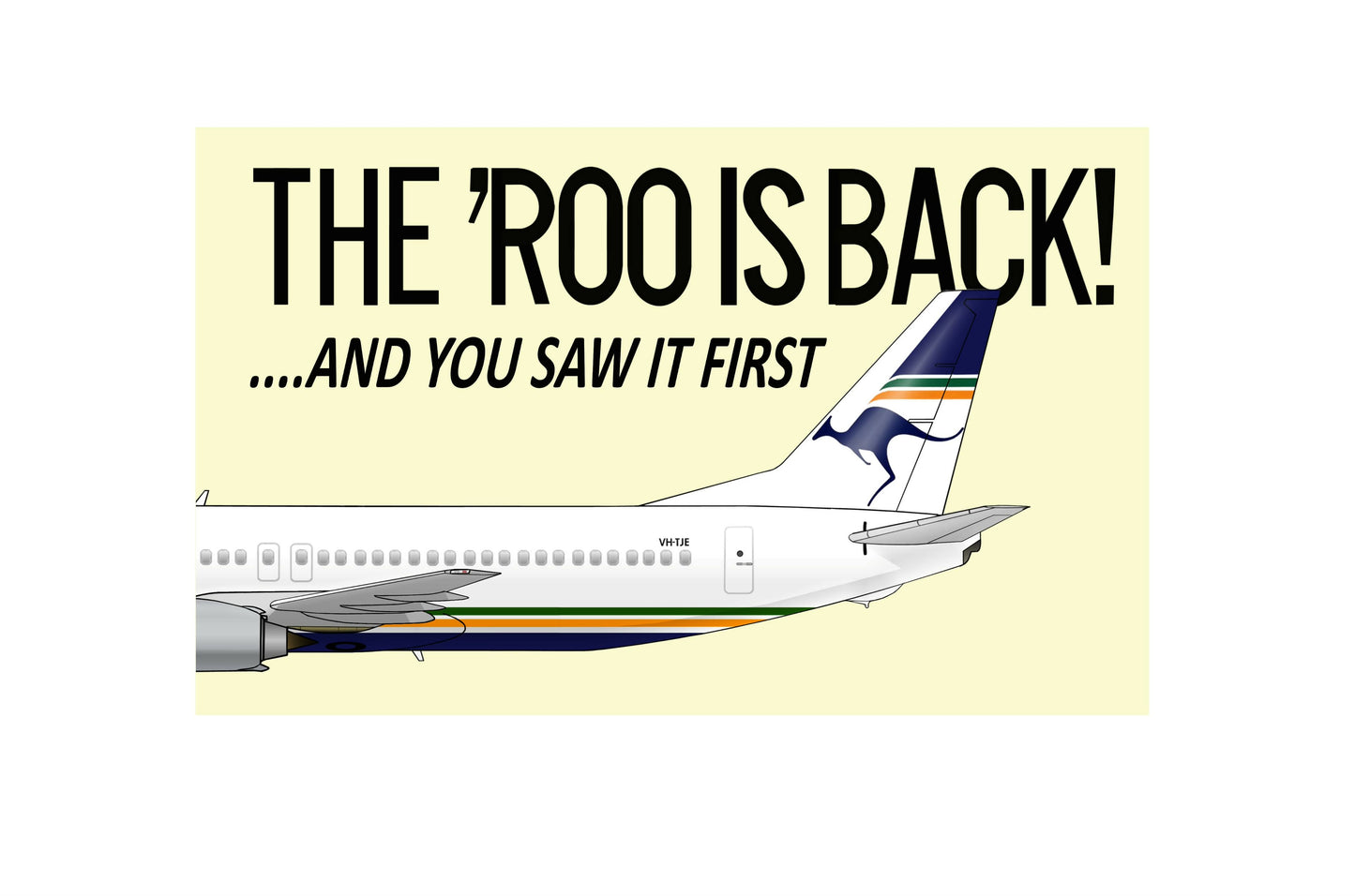 Australian Airlines original promo "The Roo is is back" 20cm sticker.