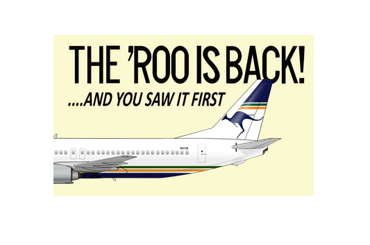 Australian Airlines original promo "The Roo is is back" PVC sign cutout.