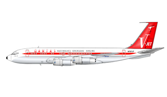 QANTAS Boeing 707 N707JT “John Travolta, Jett Clipper Ella” PVC side profile cutout.