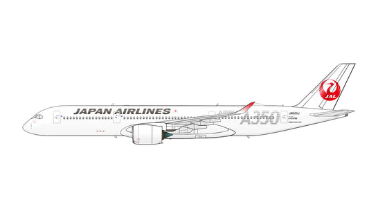 Japan Airlines Airbus A350 grey titles 20cm side profile sticker.