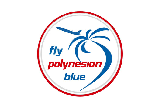 Polynesian Blue logo 9cm round sticker.