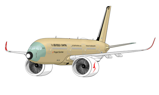 QANTAS First Airbus A350-1000 ULR F-WULR for “Project Sunrise” caricature sticker.