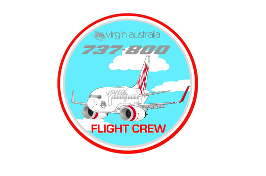 Virgin Australia Boeing 737-800 “Flight Crew” 9cm round caricature sticker.