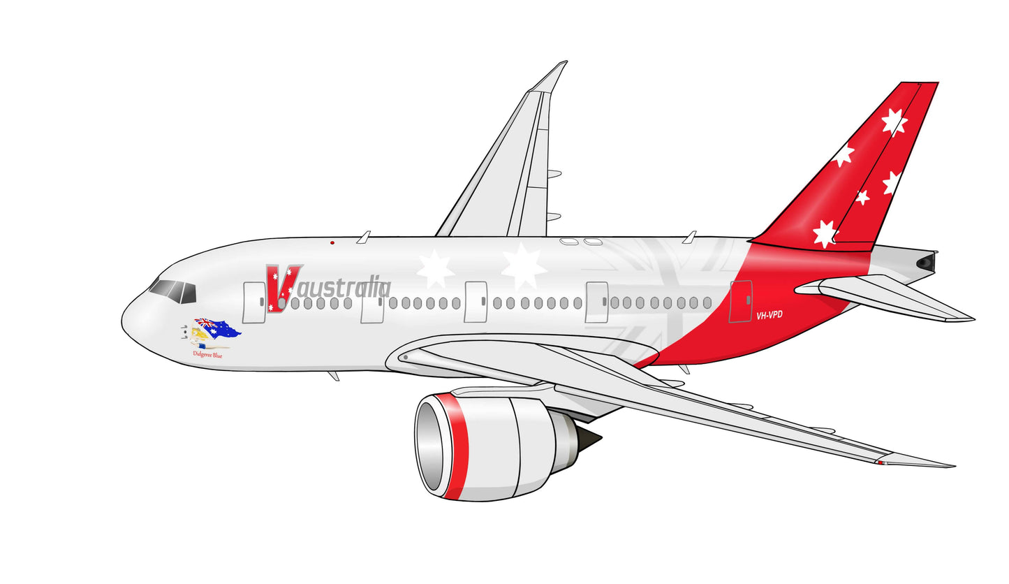 V Australia Boeing 777-300ER 14cm caricature sticker.