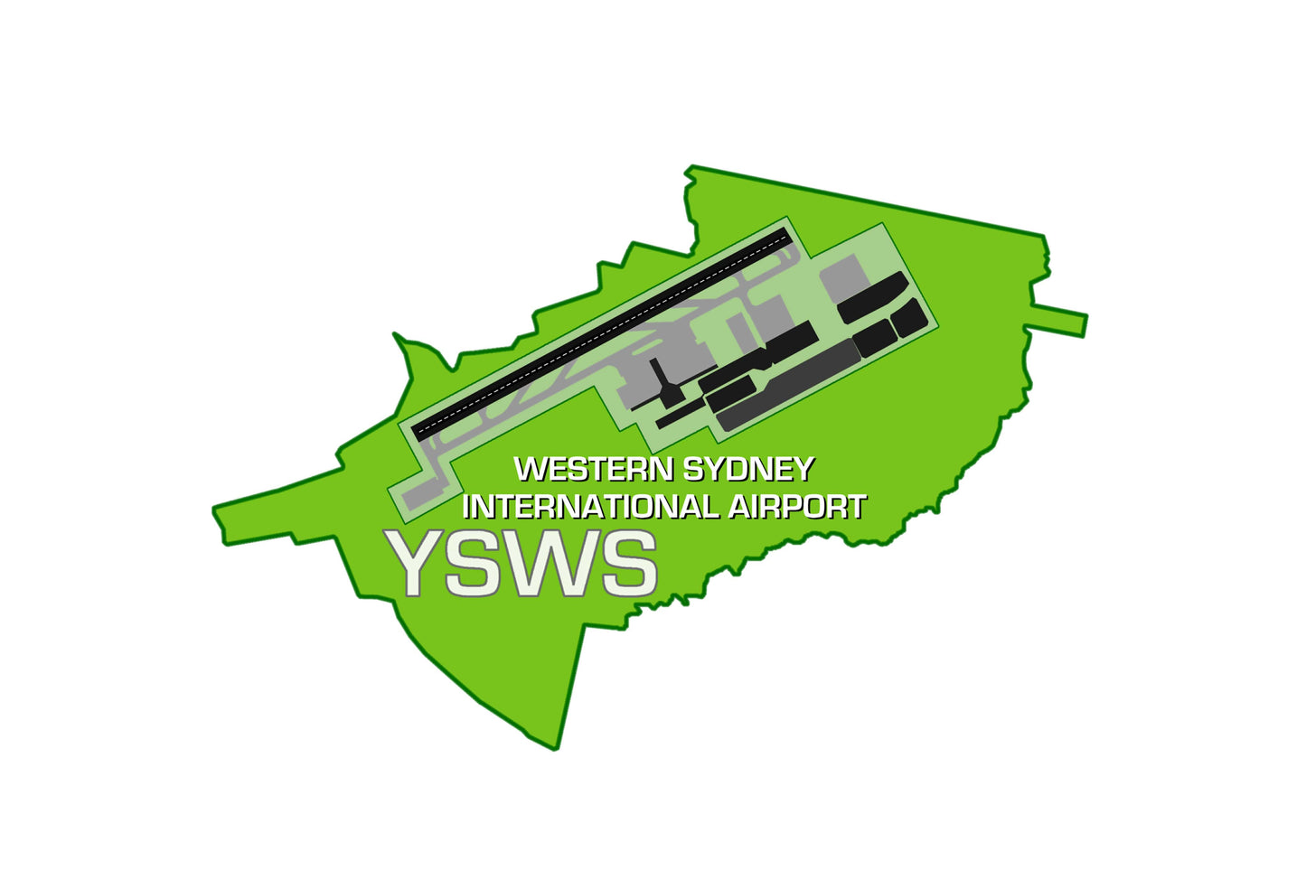 YSWS Western Sydney International Airport layout green 10cm version 1 sticker.