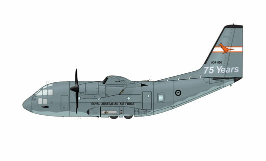 RAAF C-27J Spartan A34-006 35SQN 75 Years 20cm side profile sticker.