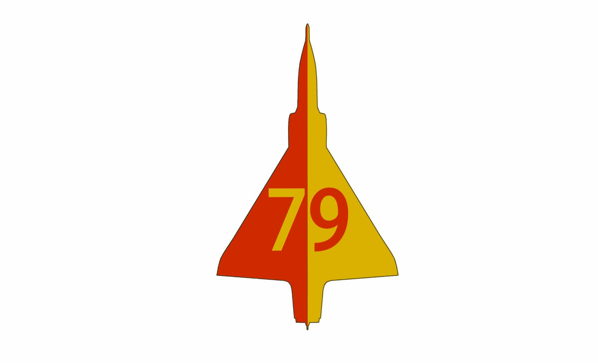 79 SQN Mirage gold silhouette 14cm sticker.