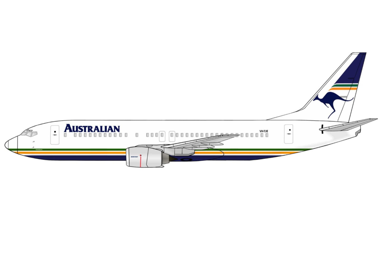 Australian Airlines 737-400 VH-TJE side profile PVC cutout.