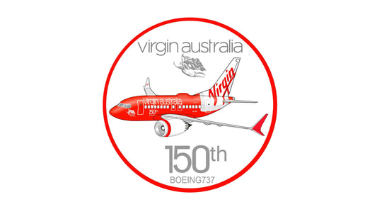 Virgin Australia 150th retro livery Boeing 737 Max8 10cm sticker.