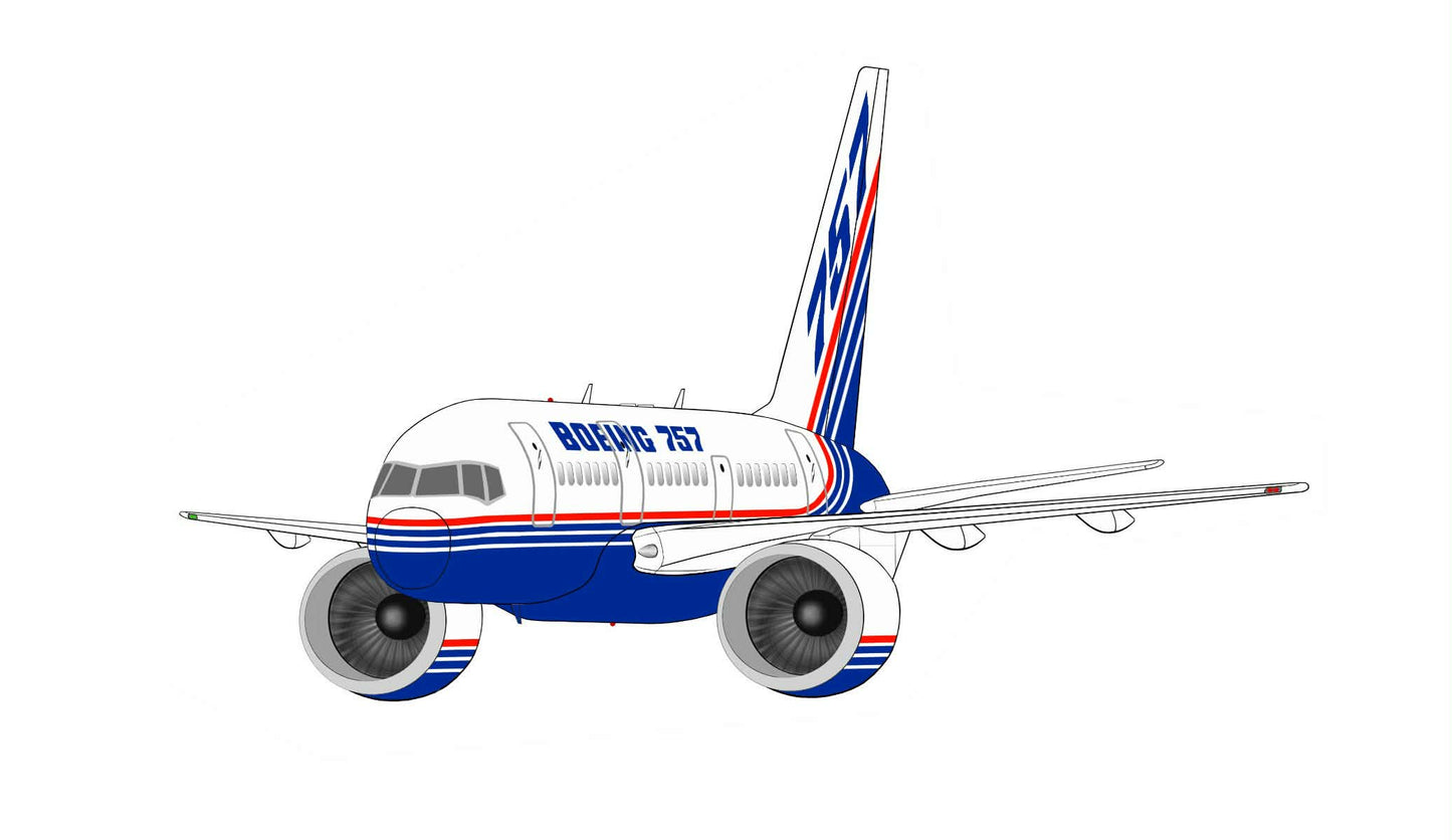 Boeing 1980s corporate livery set of 4, 14cm caricature stickers B747-400, 757-200, 737-300, 737-400