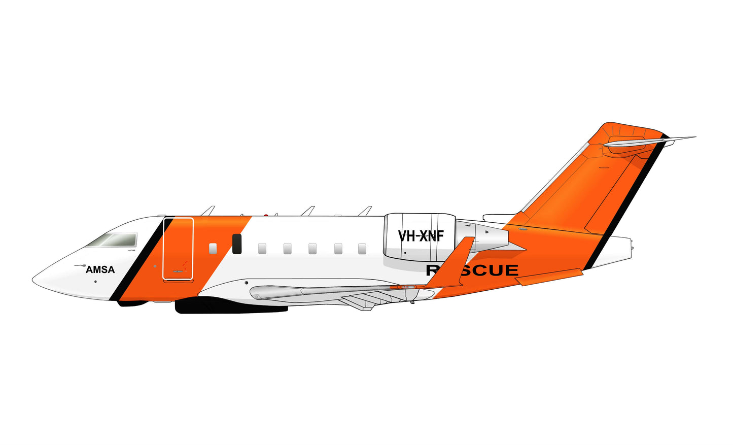 Australian Maritime Safety Authority Bombardier Challenger 604 VH-XNF 20cm side profile sticker.