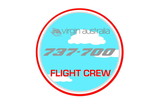 Virgin Australia Boeing 737-700 “Flight Crew” 9cm round sticker.