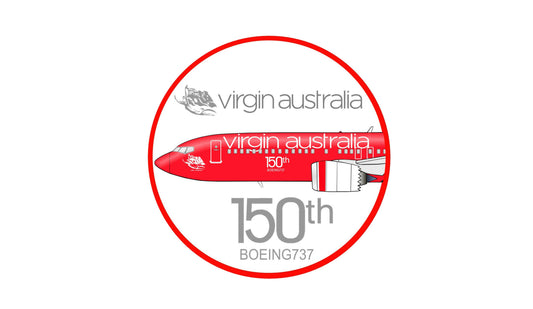 Virgin Australia 150th Boeing 737 retro livery Max8 10cm sticker.