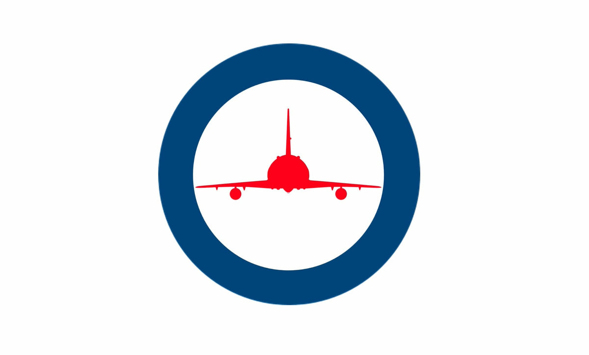 Mirage red head on silhouette blue roundel 9cm sticker.