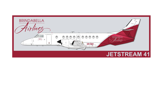 Brindabella Airlines Jetstream 41 VH-TAH rectangular profile logo 20cm sticker.