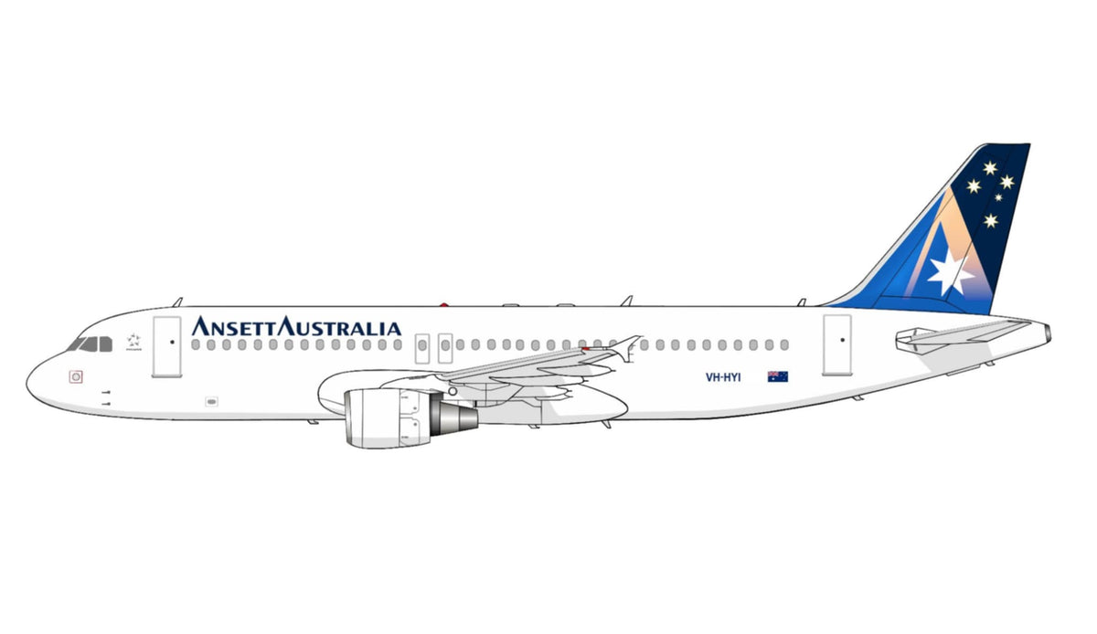 Ansett Australia Airbus A320 VH-HYI Starmark livery 20cm side profile sticker.