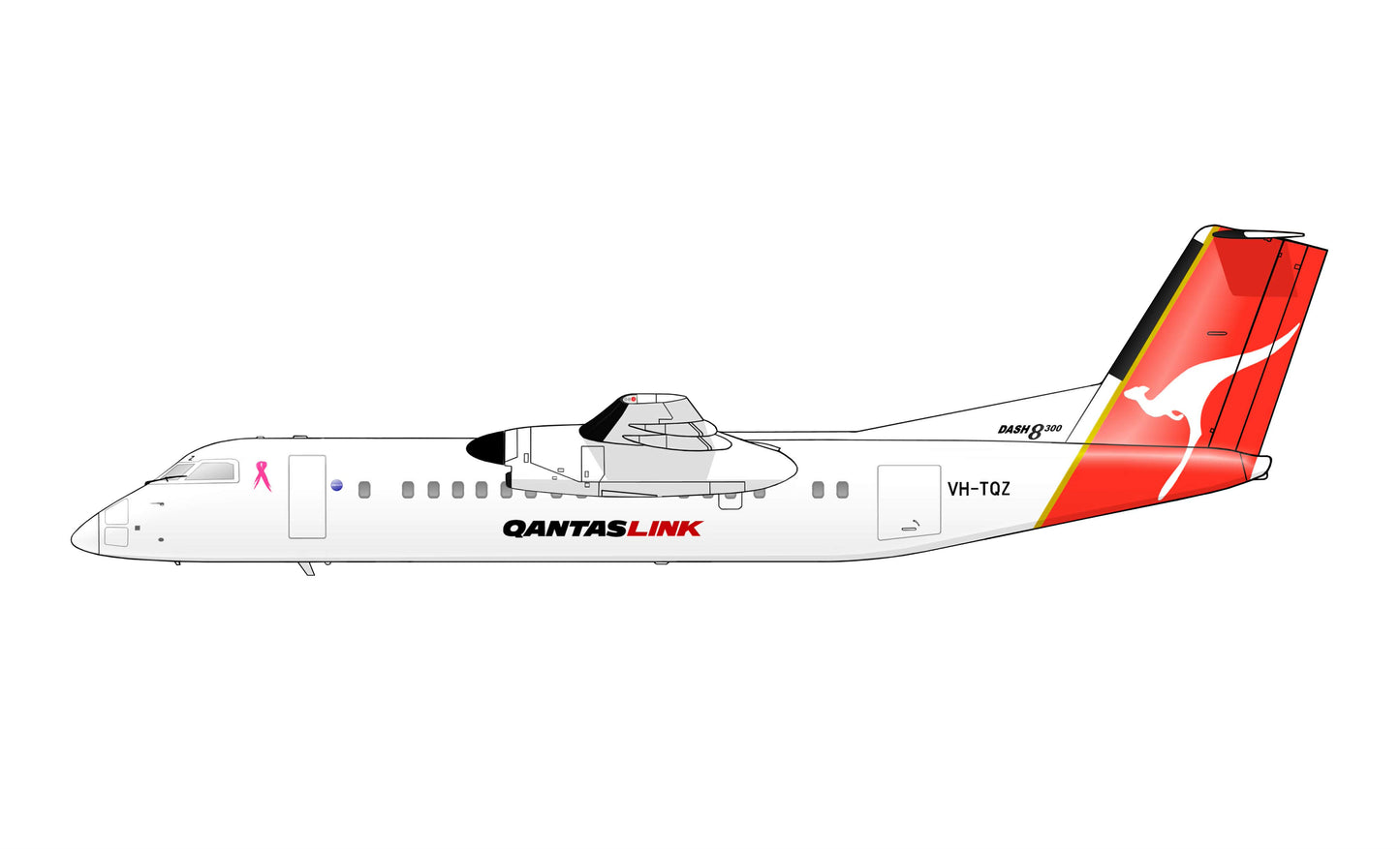 QantasLink Dash 8-300 original livery VH-TQZ PVC side profile cutout.
