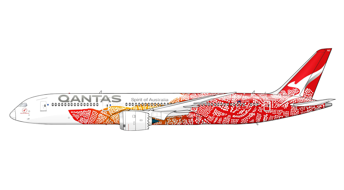 QANTAS Boeing 787-9 VH-ZND Balarinji “Yam Dreaming” PVC side profile cutout.