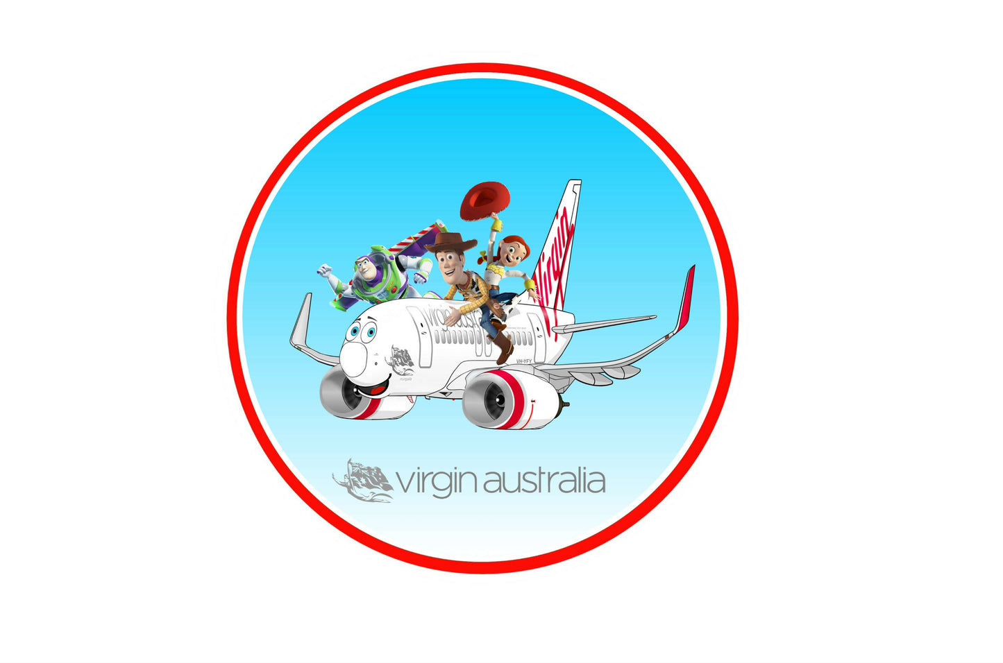 Virgin Australia Boeing 737-800 “Toy Story 5” 10cm character sticker.