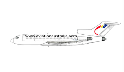 VH-RMS/VH-TBS Boeing 727-77 in all the liveries she wore, 20cm profile 10 sticker collection.
