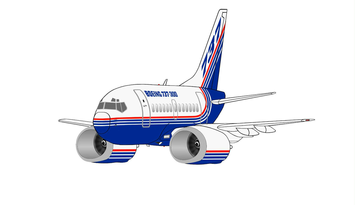 Boeing 1980s corporate livery set of 4, 14cm caricature stickers B747-400, 757-200, 737-300, 737-400