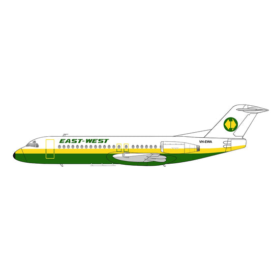East West Airlines 1980s Yellow and Green Livery