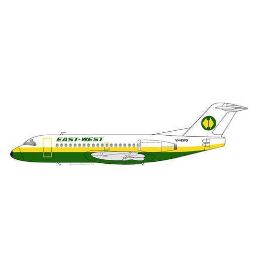 East West Airlines 1980s Yellow and Green Livery